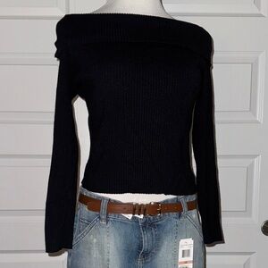 Elegant Black Off-Shoulder Sweater